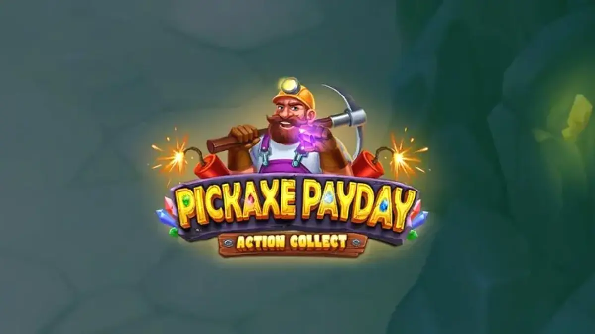 Interface do slot Pickaxe Payday com mineiros e símbolos de ouro