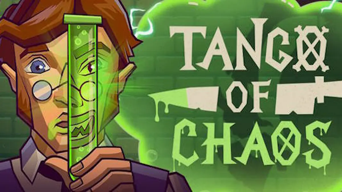 Interface do jogo Tango of Chaos com elementos visuais de laboratório e bobinas girando